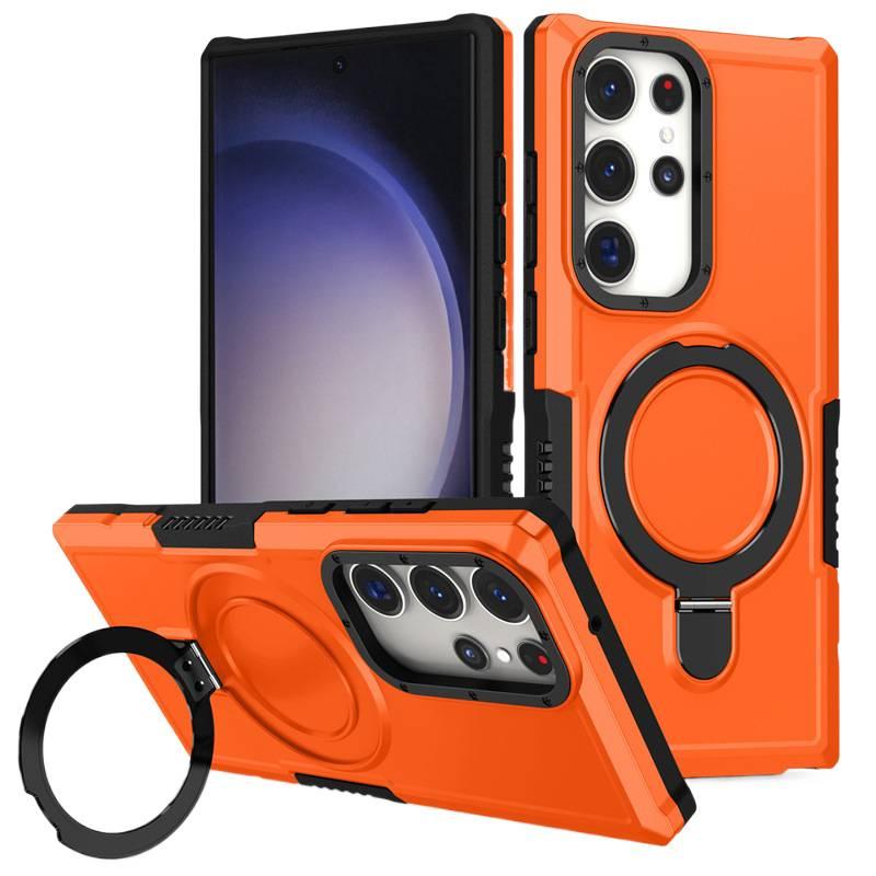 TPU+PC Protective Case for Samsung Galaxy S24 Plus with Shockproof and Drop Protection plus Shockproof plus Kickstand plus Scratch Resistant in Orange - Image 1