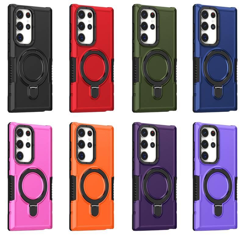 TPU+PC Protective Case for Samsung Galaxy S24 Plus with Shockproof and Drop Protection plus Shockproof plus Kickstand plus Scratch Resistant in Orange - Image 2