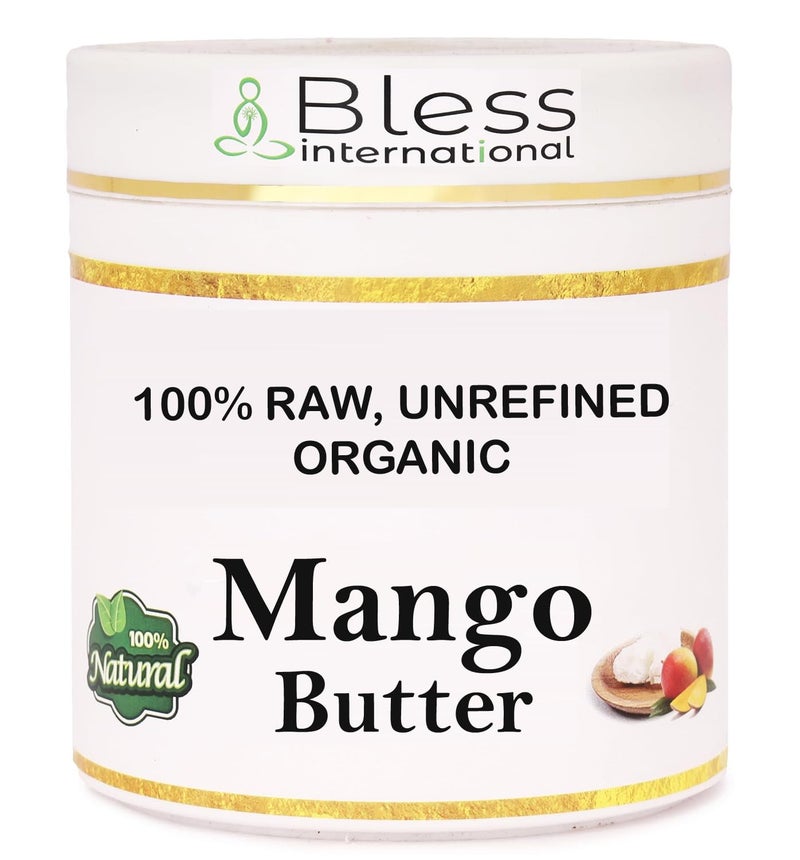 Bless International Organic Raw Mango Butter 100 PureNatural Unrefined Skin Moisturizer For Face Body Hair 1 LBS450 GM IvoryWhite Grade A DIY Creams Balms Lotions Soaps Softens Dry Tough Skin