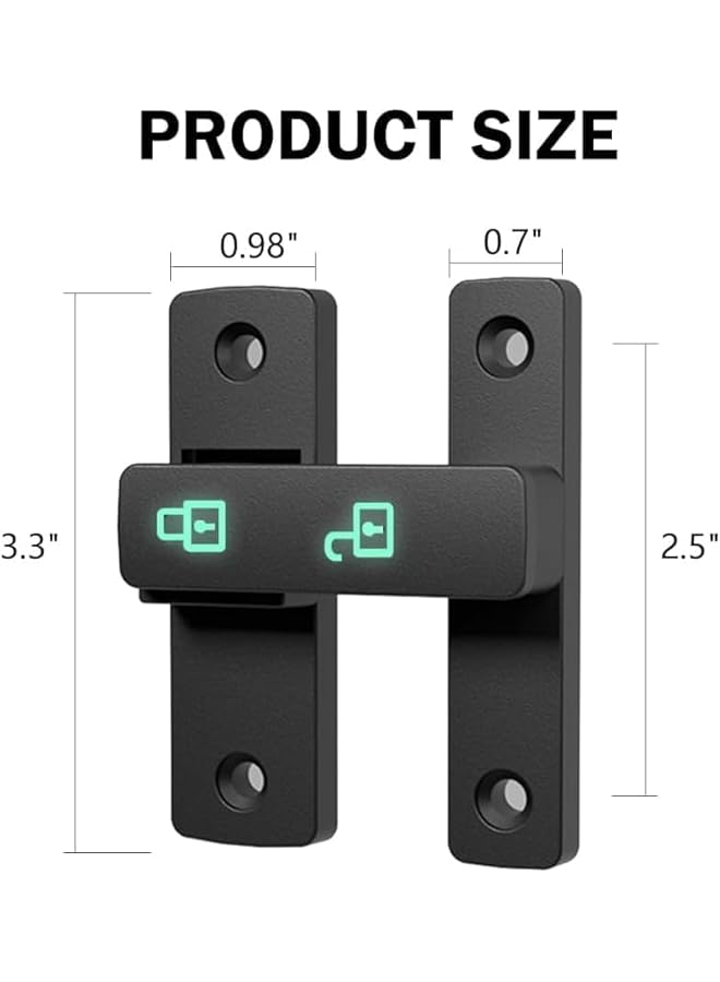 promass Door Lock, 180 Degree Heavy Duty Latch, Barn Door Latch, Door Lock for Sliding Doors, Garden, Bathroom, Warehouse (180 Degree Door Lock) - Image 2
