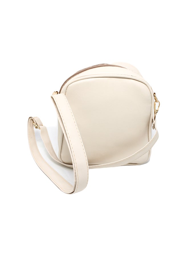 Glitter Women Bag with Cross hand - Beige - Image 3