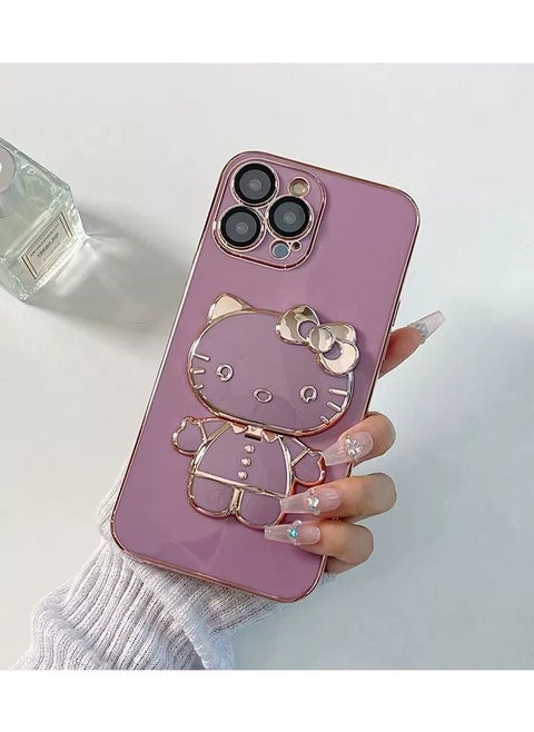 Soft Shell Cartoon Protective Case Cover For Apple IPhone 13pro max With Kt cat Make Up Mirror And Iphone Stand