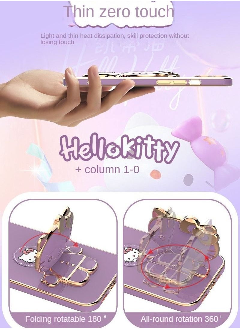 Generic - Soft Shell Cartoon Protective Case Cover For Apple IPhone 13pro max With Kt cat Make Up Mirror And Iphone Stand - Image 1