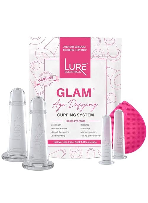 Lure Essentials LURE Essentials Glam Facial Cupping Set (5 pc) Face Eyes Lips Cupping Set with Brush Collagen Lymphatic Massage 