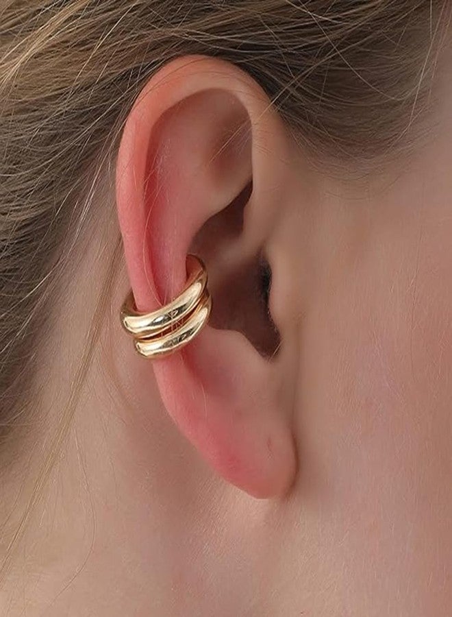 Dcfywl731 Ear Cuffs Non Piercing Aretes De Mujer Gold Chunky Earrings for Women Clip On Ear Cuffs Non Tarnish Gold Earrings Gifts Trendy Stuffers - Image 4