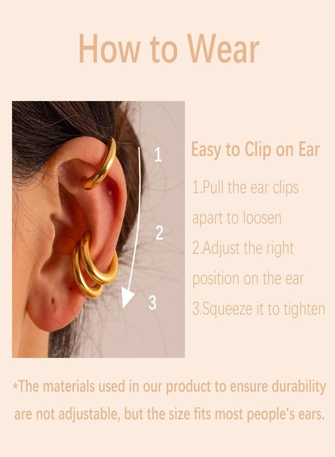 Dcfywl731 Ear Cuffs Non Piercing Aretes De Mujer Gold Chunky Earrings for Women Clip On Ear Cuffs Non Tarnish Gold Earrings Gifts Trendy Stuffers - Image 5