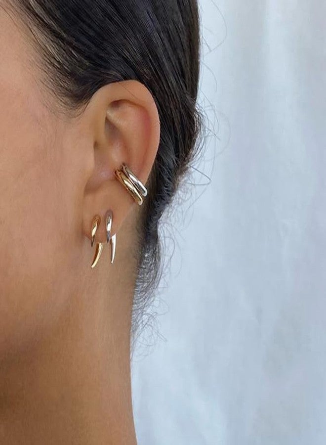 Dcfywl731 Ear Cuffs Non Piercing Aretes De Mujer Gold Chunky Earrings for Women Clip On Ear Cuffs Non Tarnish Gold Earrings Gifts Trendy Stuffers - Image 2
