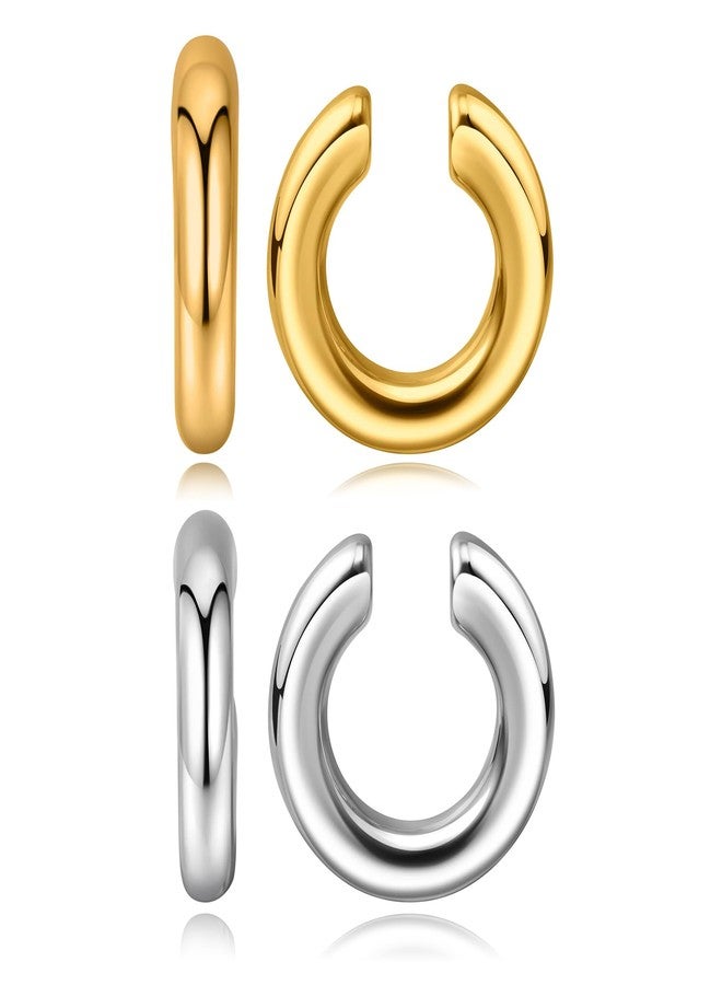 Dcfywl731 Ear Cuffs Non Piercing Aretes De Mujer Gold Chunky Earrings for Women Clip On Ear Cuffs Non Tarnish Gold Earrings Gifts Trendy Stuffers - Image 1