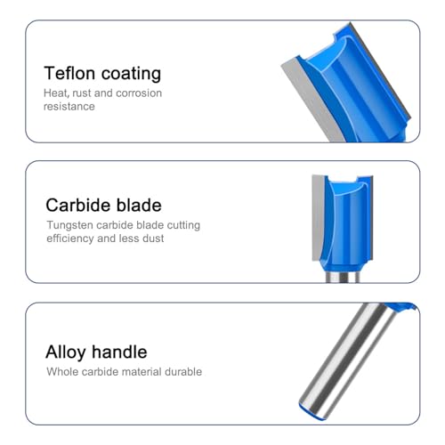 Boxonly 7 PCS Straight Cut Router Bit Set Milling Cutter Cutting 8mm Shank,6mm 8mm 10mm 12mm 14mm 18mm 20mm Cut Diameter Woodworking Straight Cutting Trimming Cutter Double Flute Grooving Bits - Image 4
