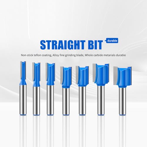 Boxonly 7 PCS Straight Cut Router Bit Set Milling Cutter Cutting 8mm Shank,6mm 8mm 10mm 12mm 14mm 18mm 20mm Cut Diameter Woodworking Straight Cutting Trimming Cutter Double Flute Grooving Bits - Image 3