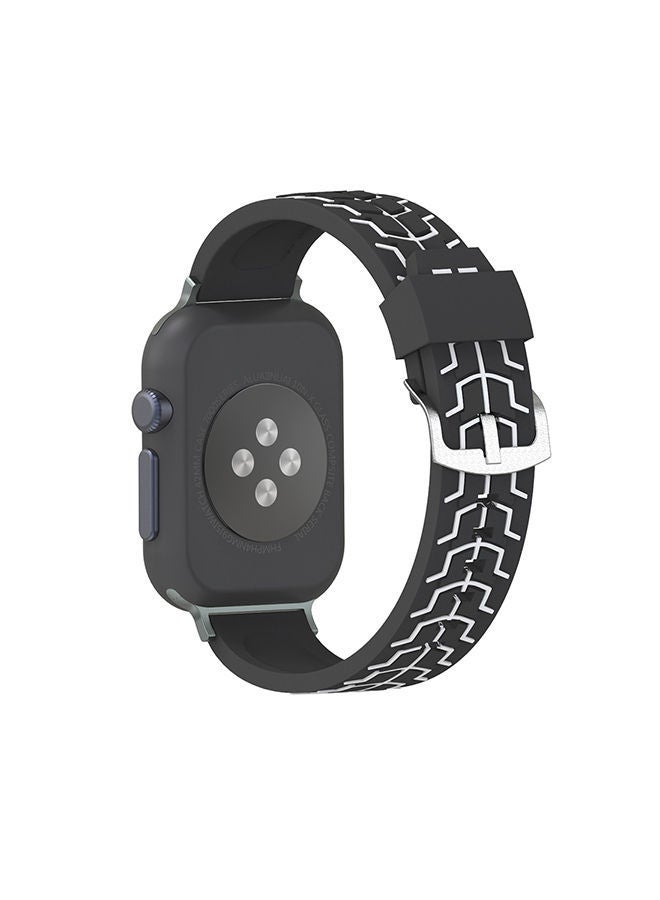 NIBEMINENT Fashion Fishbone Pattern Silicone Watch Strap For Apple Series 3/2/1 42mm Multicolour - Image 2