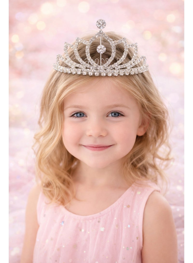 تاج رأس للأطفال مرصع بالكريستال – تاج أميرة أنيق للحفلات وأعياد الميلاد والمناسبات – متعدد الأشكال والألوان - Image 1