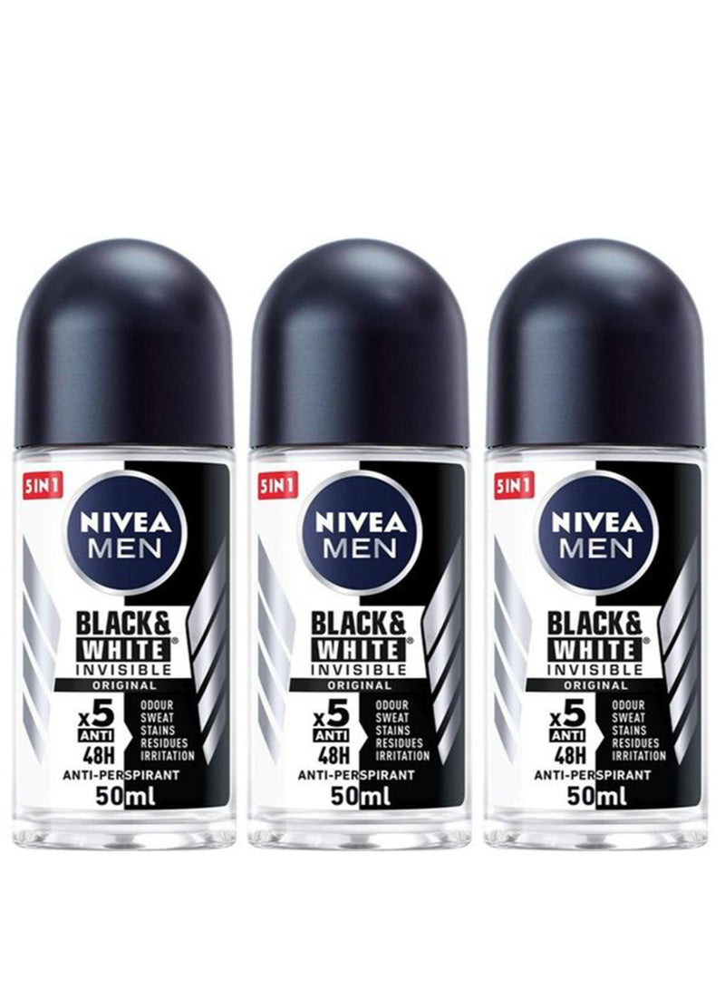 نيفيا 3 عبوة مزيل العرق نيفيا للرجال انفيزيبل الاسود والابيض 50 مل - Image 2
