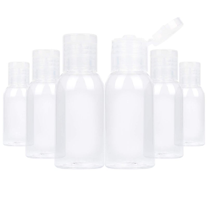 TrendBox 6 Pack Plastic Empty Bottles with Flip Cap for Shampoo, Lotions, Liquid Body Soap, Cream (1 oz / 30 ml)