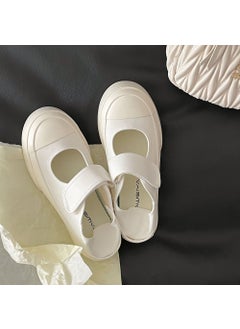 Generic Thick Heel Mary Janes Womens Shoes 2022 Large Head Canvas Slip-On Platform Two-Way Wear Foot Comfortable White Sneakers Ben White 