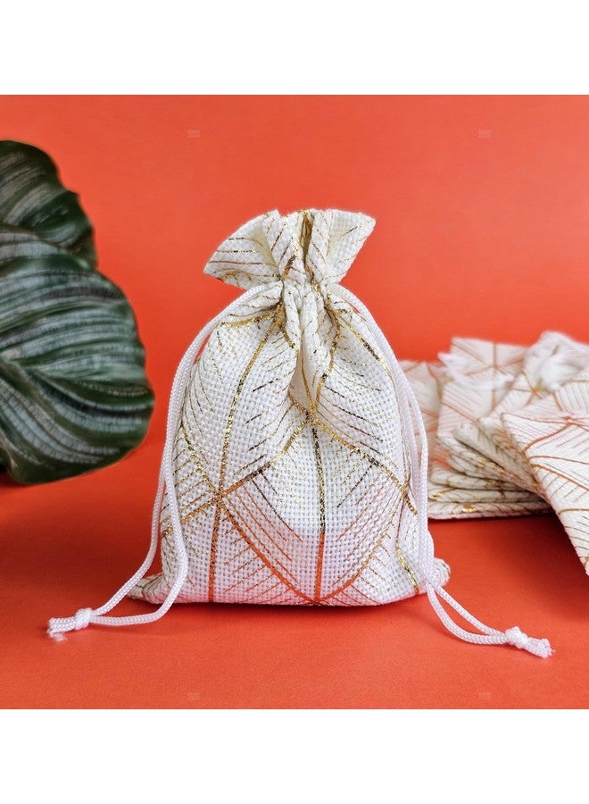 Satyam Kraft SATYAM KRAFT 10 Pcs Small mini Jute Potli Bags Pouch for Marriage, Return, Birthday Gifting | Handmade Bags for functions, Gifts Packing, jewellery, Sweets, Dry fruits, chocolate, Party Favors, Hamper (Pack of 10) (Off-White) - Image 3