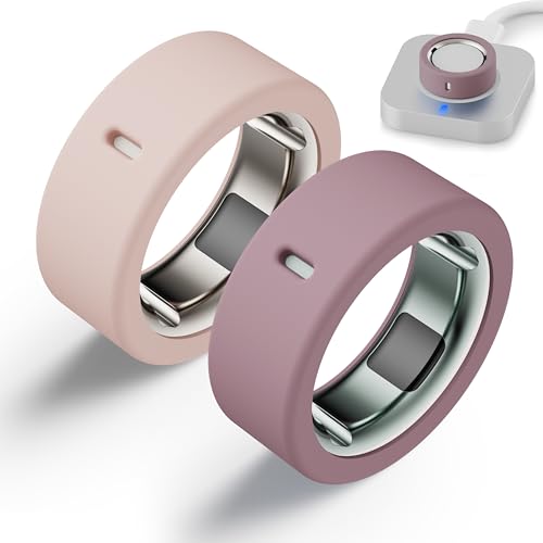 Snyeest Protector Compatible for Oura Ring 4/Gen 4 Ceramic/Gen 3 Cover,Silicone Anti-Scratch Elastic Ring Finger Case Woking Out Gym for Women Men- Pink+SmokeViolet-M for 8/9/10/11 - Image 1