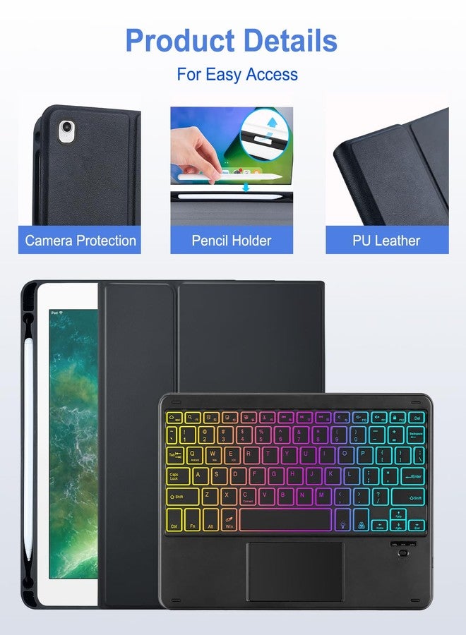 MePadKey Touchpad Keyboard Case for 9th /8th/7th Generation 10.2 inch/Pro 10.5/Air 3rd Gen, 7-Color Rainbow Backlight Type-C Charging Keyboard with Pencil Holder Cover Fit iPad 7 8 9 Gen (Black) - Image 3