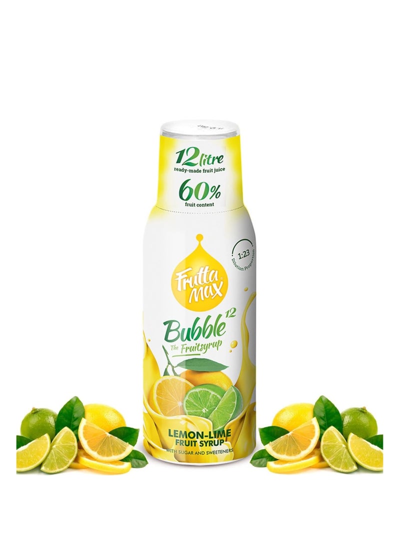 Fruttamax FruttaMax - Fruit Syrup Concentrate | Less Sugar | with 60% Fruit Content | Suitable for soda Machine 500ml (Lemon-Lime)  - Image 1
