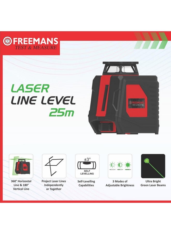 FREEMANS FREEMANS Test & Measure Green Beam Self Levelling 25m Cross Line Laser Level, with 4*AA Batteries for Home, DIY & Professional Use, 1 Year Warranty  - Image 3