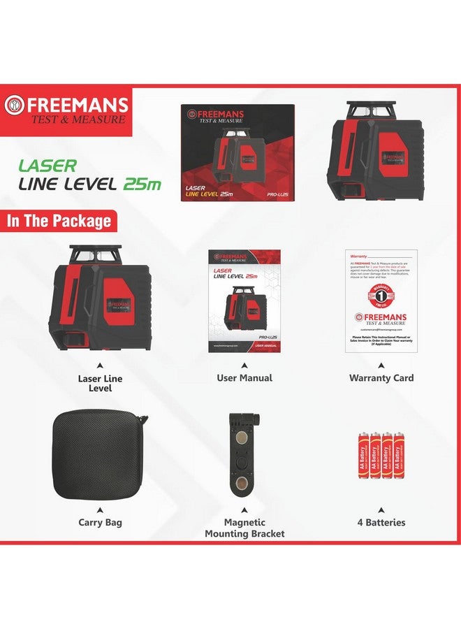 FREEMANS FREEMANS Test & Measure Green Beam Self Levelling 25m Cross Line Laser Level, with 4*AA Batteries for Home, DIY & Professional Use, 1 Year Warranty  - Image 4