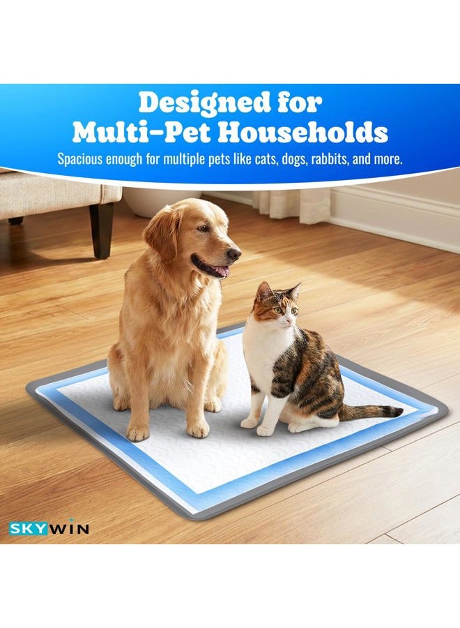 Skywin Dog Puppy Pad Holder Tray - 24 x 24 Inches Training Pads - Silicone, Dark Grey - Image 4