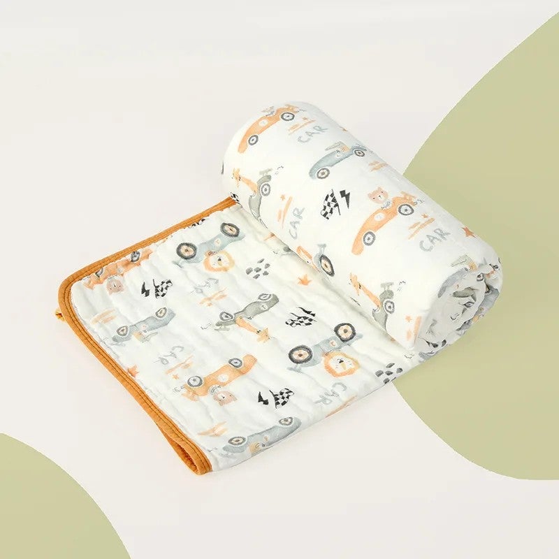 Bluejw Print 6 Layers Gauze Cotton Baby Muslin Swaddle Blanket Wrap - Soft & Breathable Swaddlers for Newborns & Infants - Image 3