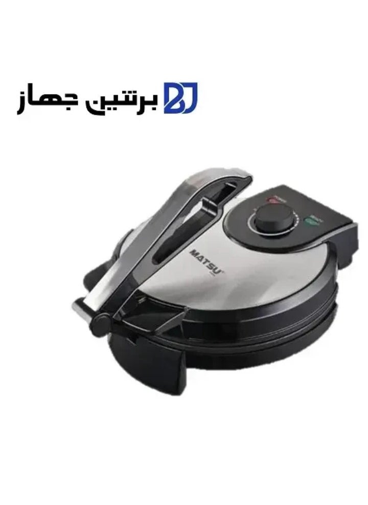 Generic - MATSU 10-Inch Electric Roti Maker – 1200W Non-Stick Chapati and Flatbread Press Machine – Stainless Steel Body, Adjustable Heat Control, Dual Indicator Lights, Safety Lock Handle, Easy to Clean, 220-240V Roti Maker for Home Kitchens UAE - Image 1