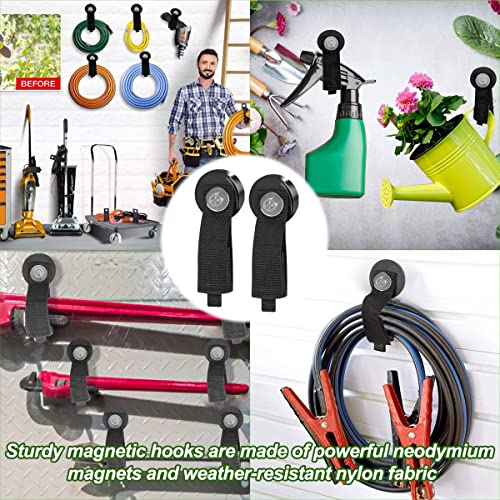 JEEJINYAN® 2 PCS Heavy Duty Magnetic Hooks, Magnetic Garage Hooks, Magnetic Tool Holder, Tool Organization Cord Strap for Cars, Garage, RV, House, Ropes - Image 5