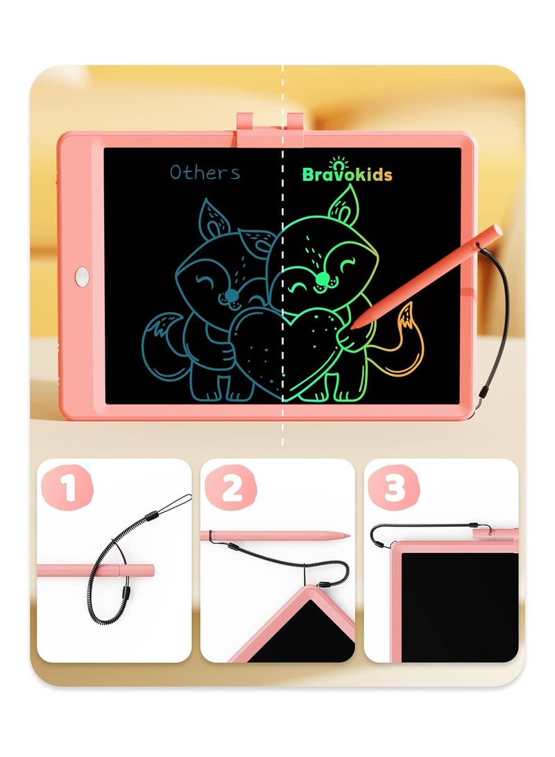 Bravokids 10 Inch LCD Writing Tablet for 3-8 Year Olds - Electronic Drawing Pad and Doodle Board as Educational Birthday Gifts for Girls and Boys (Pink)  - Image 2