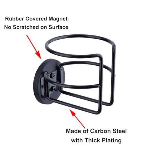 LEKUSHA Magnetic Cup Holder with 2 Screws Mount, Full Covered Bus Tractor Cup Holder, Magnet Drink Holder for Bottle, Black Pack of 1 - Image 3