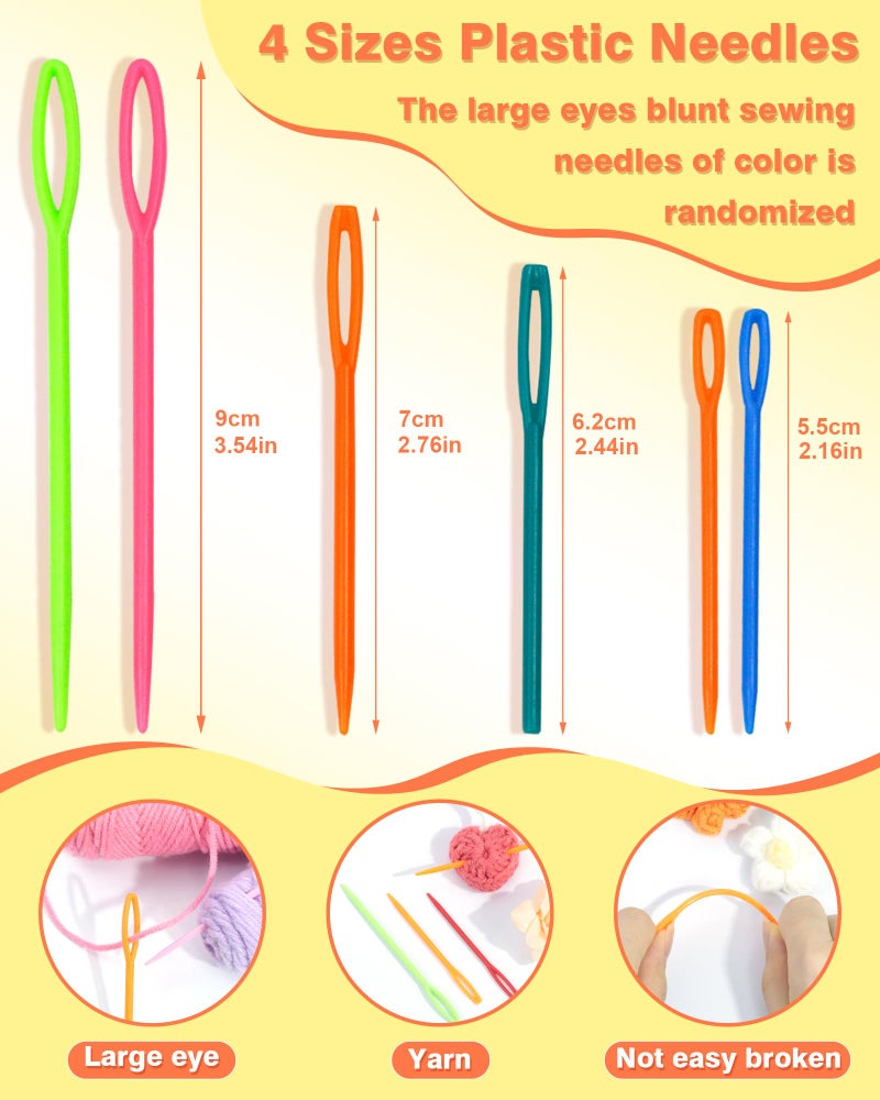 FIVEIZERO 300pcs FIVEIZERO Stitch Markers with 6 pieces of large blunt sewing needles,colorful knitting markers,plastic crochet hook clip,bulk Crochet hook markers for knitting stitch locking clip crochet hooks - Image 3