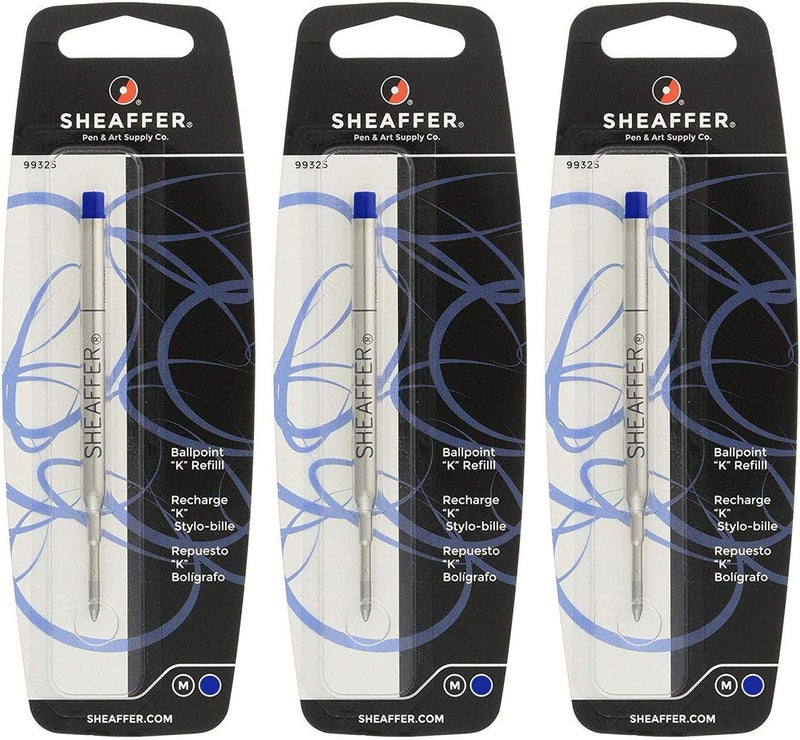 SHEAFFER إعادة تعبئة قلم شيفر ك كروي نقطة متوسطة حبر أزرق 3 عبوات 99325 من شيفر - Image 1