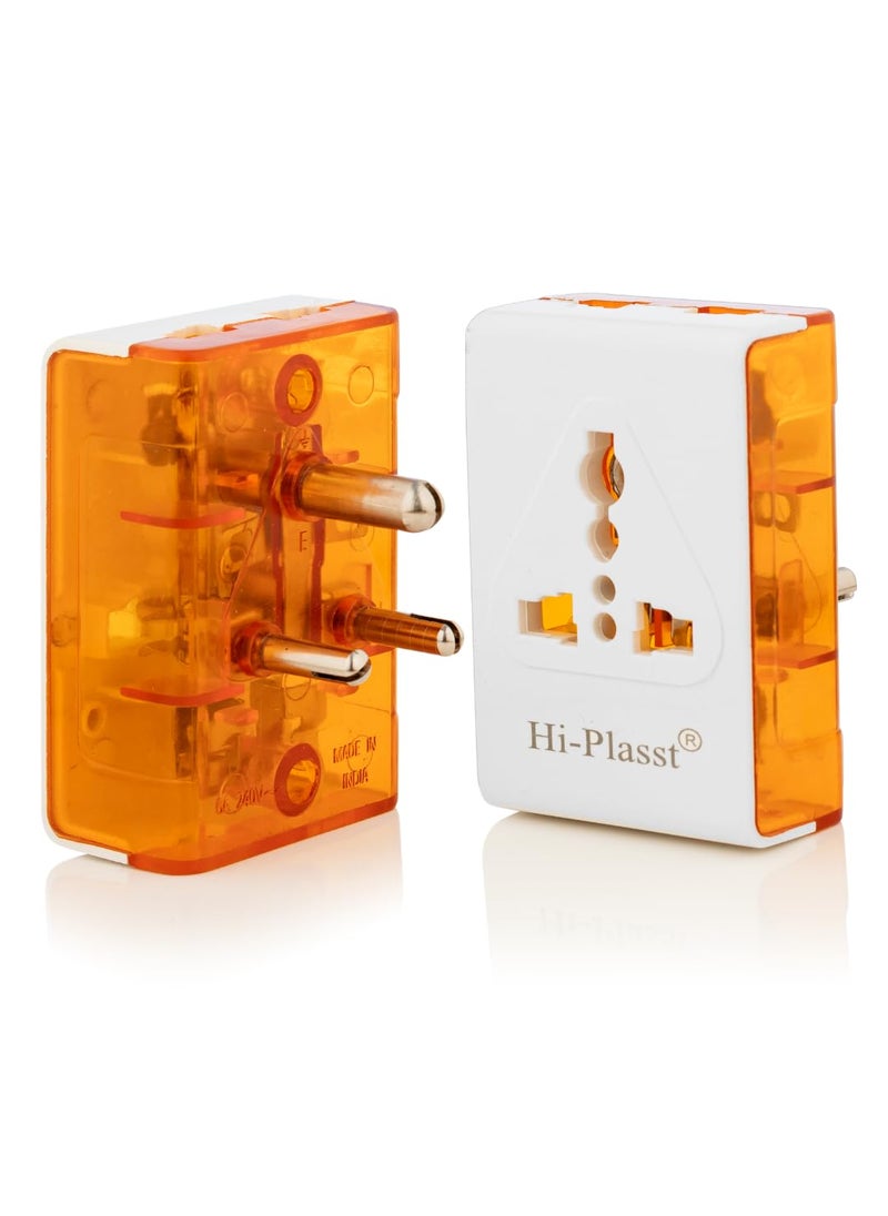 HI PLASST PINS N PLUGS HiPlasst 3Pcs Portable 3 Pin Multi Plug Socket 6A Universal Travel Adapter with Extension Socket White Compact MultiPurpose Design  - Image 2
