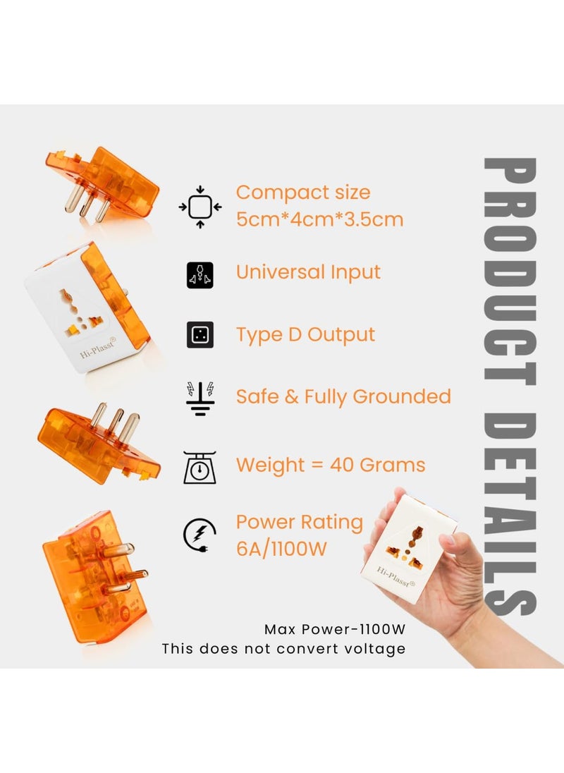 HI PLASST PINS N PLUGS HiPlasst 3Pcs Portable 3 Pin Multi Plug Socket 6A Universal Travel Adapter with Extension Socket White Compact MultiPurpose Design  - Image 5