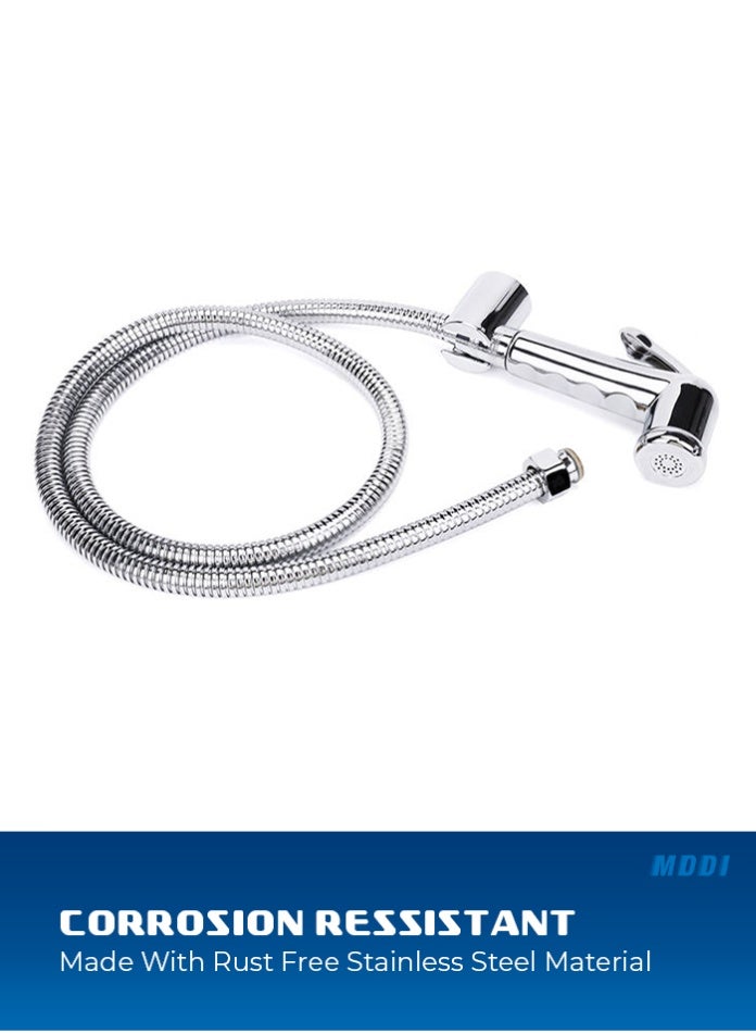 MODI Stainless Steel Shattaf Hand Spray Set Handheld Bidet Toilet Sprayer with Flexible Hose & Wall Mount Jet Spray - Image 2