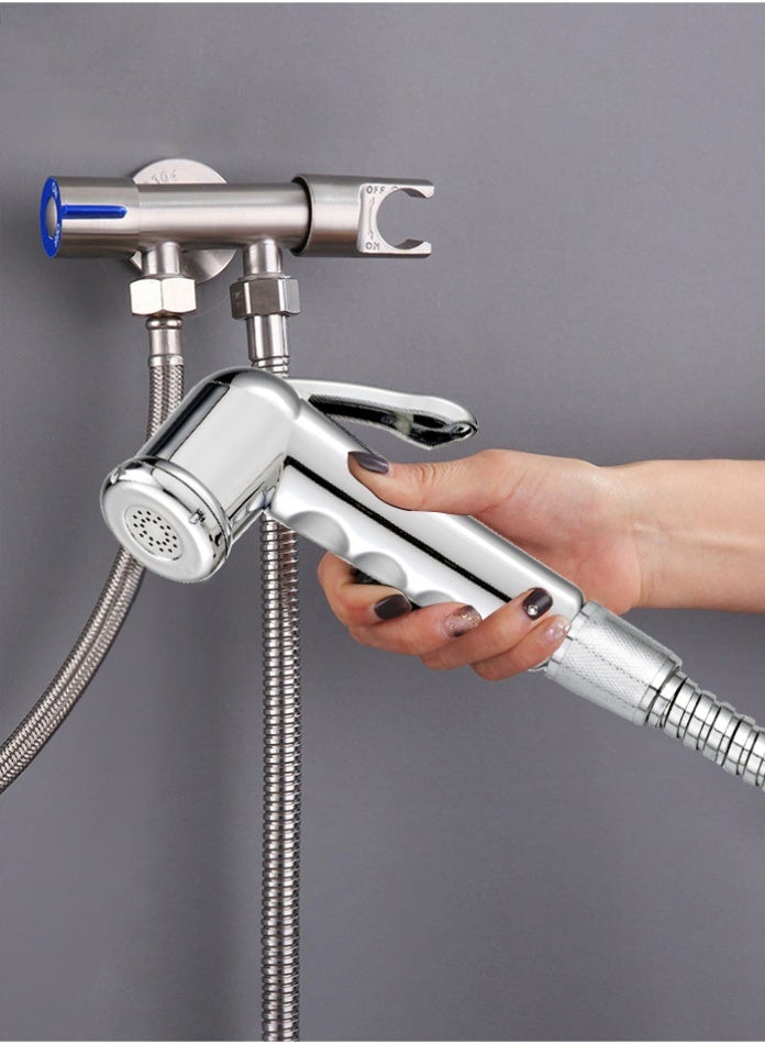 MODI Stainless Steel Shattaf Hand Spray Set Handheld Bidet Toilet Sprayer with Flexible Hose & Wall Mount Jet Spray - Image 4