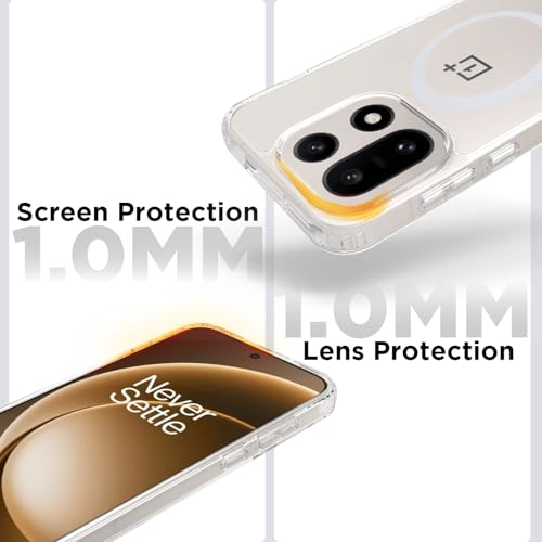RIGGEAR Shockproof Clear Hybrid Armor Magnetic Back Cover Case Compatible with MagSafe Accessories for OnePlus 15 5G (Transparent PC and TPU Bumper) - Image 5
