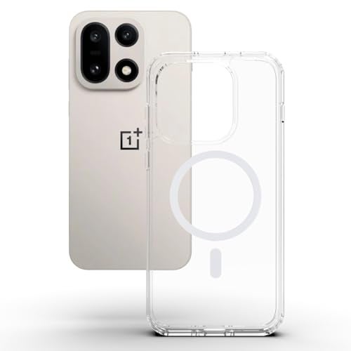 RIGGEAR Shockproof Clear Hybrid Armor Magnetic Back Cover Case Compatible with MagSafe Accessories for OnePlus 15 5G (Transparent PC and TPU Bumper) - Image 4