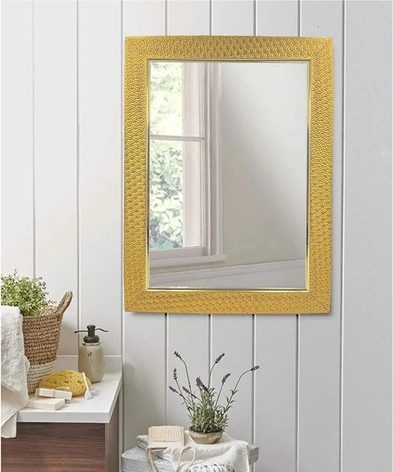 Stuthi Arts Wall Mirror Makeup Mirror Bathroom Mirror Dressing Mirror 4 Size Rectangular Framed Color Code 06SAGolden 3048 X 4572 CM