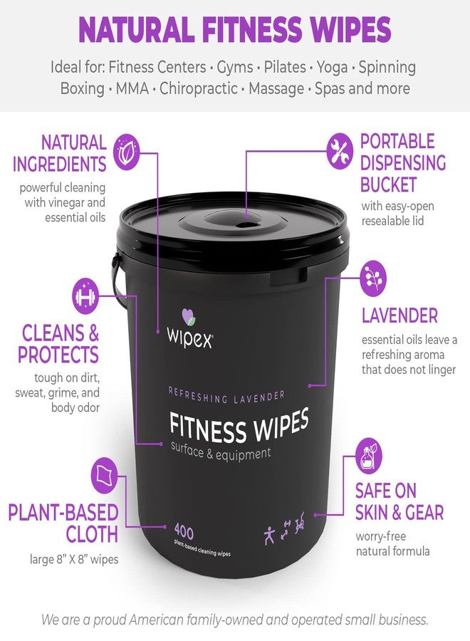 Wipex Gym Wipes - Natural Fitness Equipment Wipes, Plant-Based Cloth with Lavender & Vinegar, All-Purpose Cleaner - Safe to Use on Peloton Bikes & Yoga Mats, 400 Count - Image 2