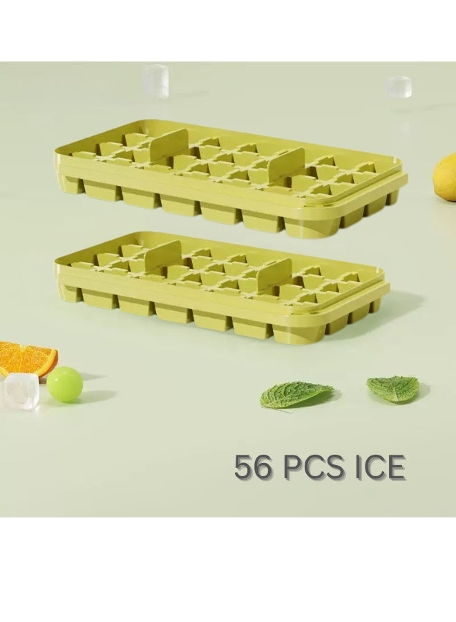 فريد الطهي صينية مكعبات الثلج مع غطاء وصندوق، عبوة مكونة من 2، مناسبة للفريزر، زر واحد لإنتاج 56 مكعب ثلج. - Image 3