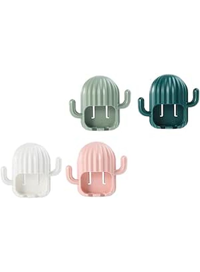 4Pcs Wall Mounted Toothbrush Holder No Drill Adhesive Bathroom Organizer Dual Slot Storage Rack - Image 1