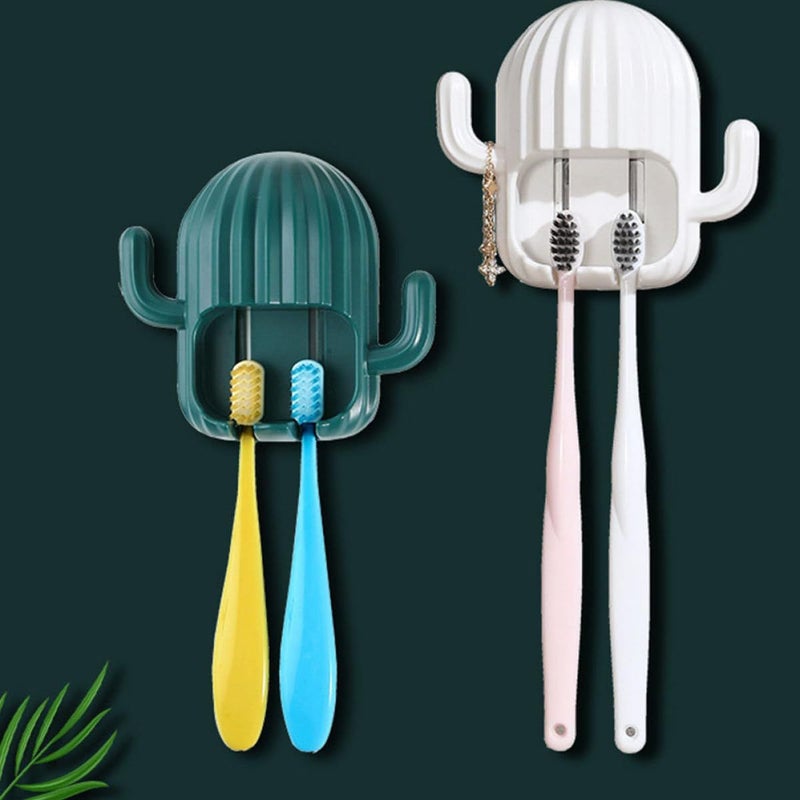 4Pcs Wall Mounted Toothbrush Holder No Drill Adhesive Bathroom Organizer Dual Slot Storage Rack - Image 5