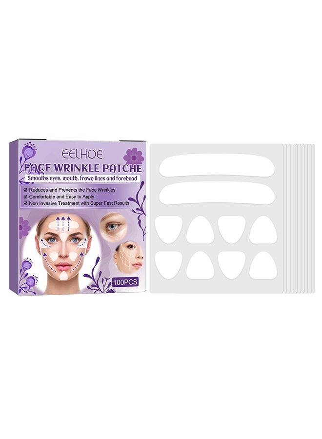 إيلهو 100 جهاز كمبيوتر شخصى بقع تجاعيد الوجه ، بقع تجاعيد الجبين ، شريط الوجه للتجاعيد ، لتقليل التجاعيد الدقيقة ، بقع الوجه المضادة للتجاعيد بين عشية وضحاها لتنعيم العين والفم وتجاعيد الجبهة - Image 1