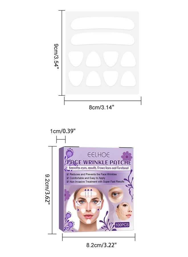 إيلهو 100 جهاز كمبيوتر شخصى بقع تجاعيد الوجه ، بقع تجاعيد الجبين ، شريط الوجه للتجاعيد ، لتقليل التجاعيد الدقيقة ، بقع الوجه المضادة للتجاعيد بين عشية وضحاها لتنعيم العين والفم وتجاعيد الجبهة - Image 2