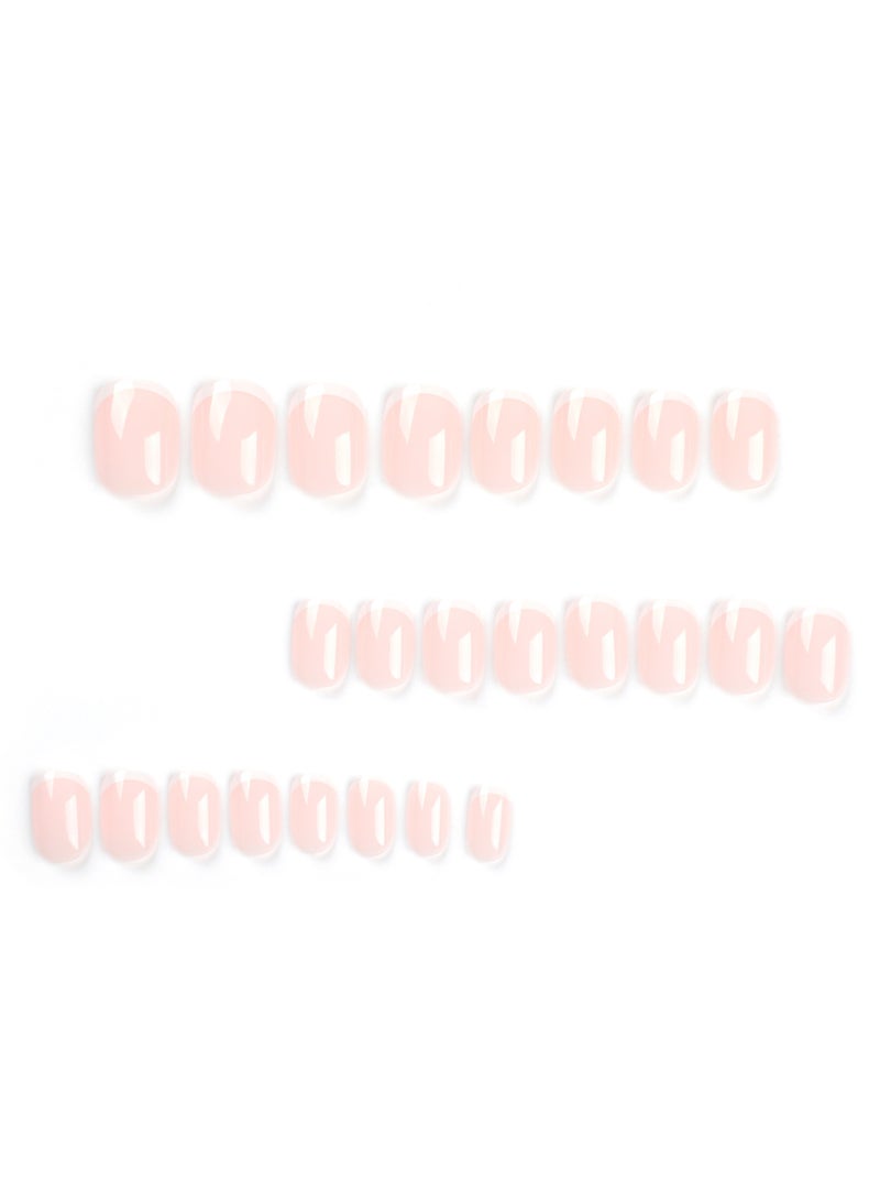 24Pcs Press on Nails,Simple Nude Nail French Tip Stickers,,Fake Acrylic Nails With Glue Kit. - Image 5