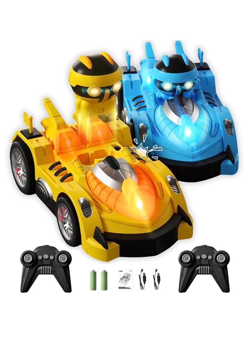 XiuWoo 2 Pack Remote Control Battle Bumper Car, Radio Control Toys Music Catapult Robot Popping Up Family Interaction RC Battle Game for Kids  - Image 1