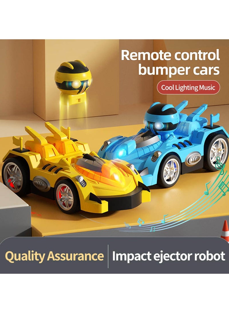 XiuWoo 2 Pack Remote Control Battle Bumper Car, Radio Control Toys Music Catapult Robot Popping Up Family Interaction RC Battle Game for Kids  - Image 2