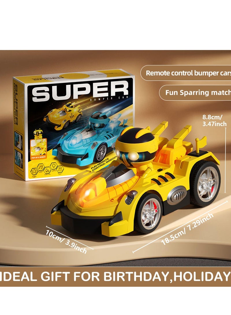 XiuWoo 2 Pack Remote Control Battle Bumper Car, Radio Control Toys Music Catapult Robot Popping Up Family Interaction RC Battle Game for Kids  - Image 5